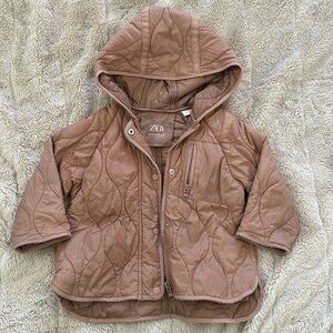 Zara Toddler Girls Quilted Liner Jacket in Clay Size 12/18M